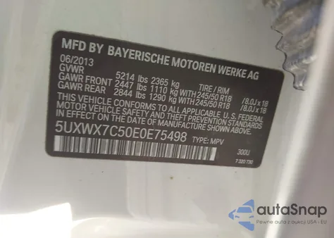 2014 BMW X3 xDrive35I z USA, uszkodzony, nr VIN 5UXWX7C50E0E75498